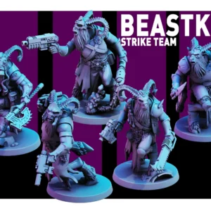 Front view of a Beastkin Strike Team a 32mm sci-fi miniature designed by Red Pilgrim.