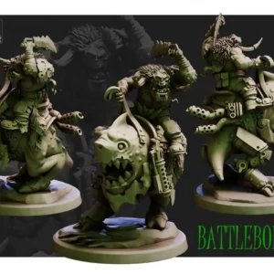 Front view of Battleborn team, a 32mm sci-fi miniature designed by Red Pilgrim.