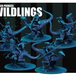 Front view of 3D printed Border Princes Wildlings team, a 32mm proxy miniature designed by Red Pilgrim