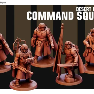 Front view of 3D printed Desert Hawks Command Squad 2, a 32mm proxy miniature designed by Red Pilgrim