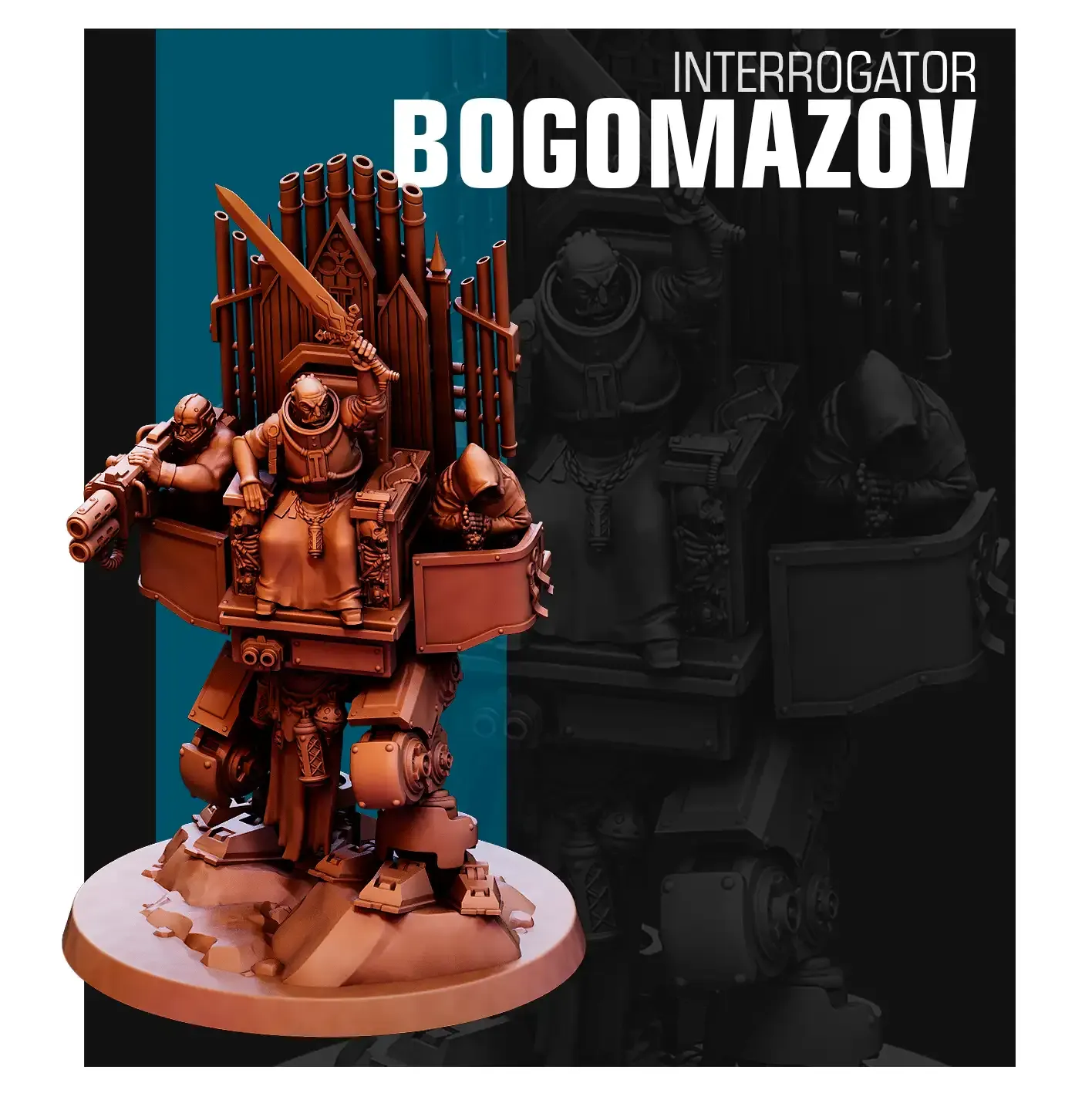 Front view of 3D printed Brutes team, a 32mm proxy miniature designed by Red Pilgrim