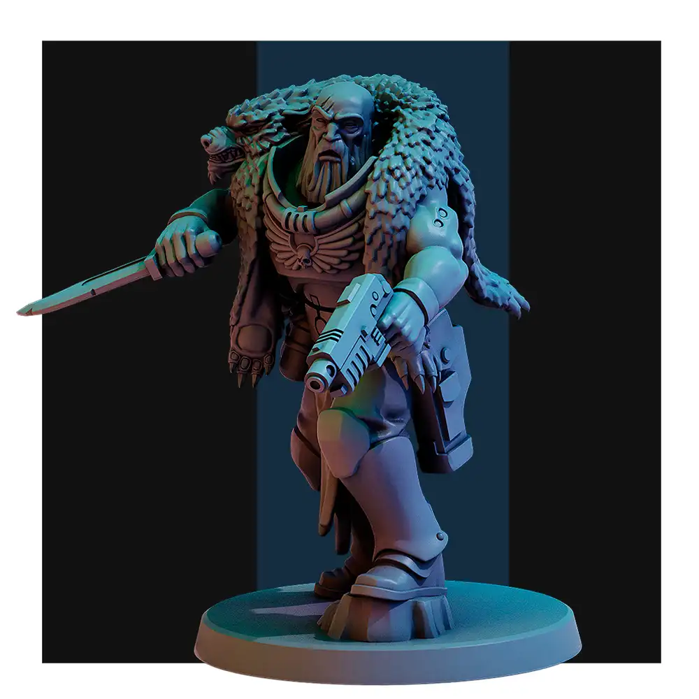 3D print miniatures, proxy miniature, 3D printed miniatures, wolf warrior proxy