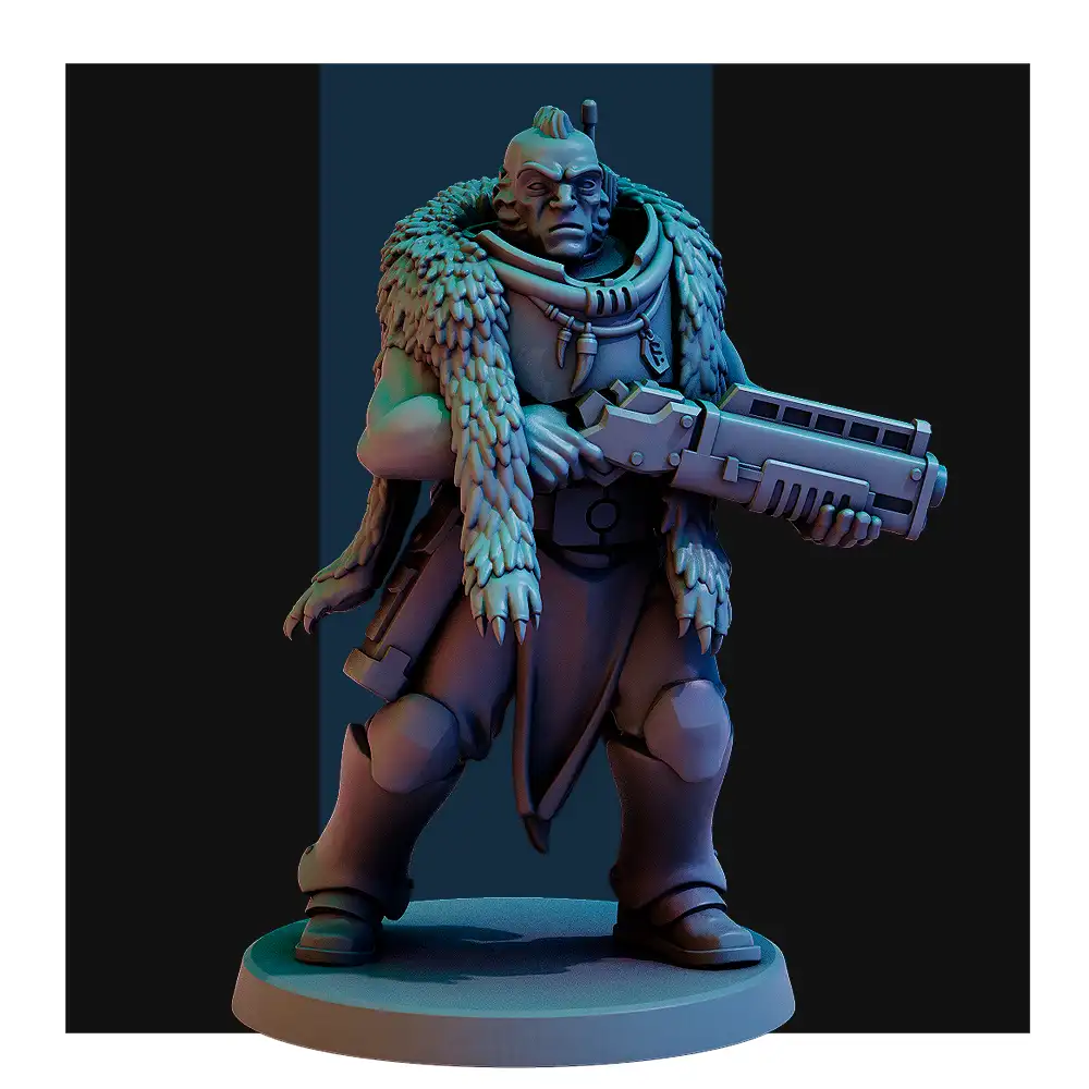 3D print miniatures, proxy miniature, 3D printed miniatures, wolf warrior proxy