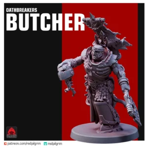 Front view of 3D printed Oathbreakers Butcher, a 32mm proxy miniature designed by Red Pilgrim